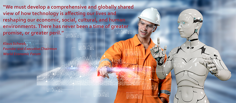 Robot and human collaborating